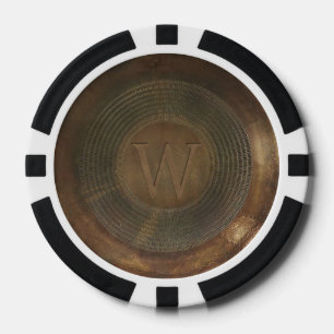 Rustic metal W monogram poker chip
