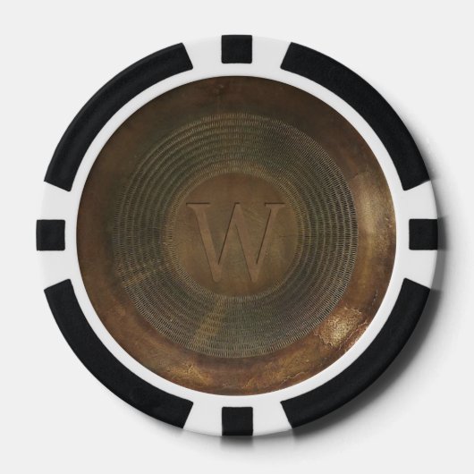 Rustic metal W monogram poker chip (Voorkant)