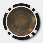 Rustic metal W monogram poker chip (Achterkant)