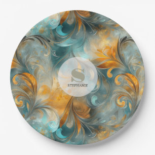 Rustic Metallic Paisley Abstract --geïnspireerd Papieren Bordje