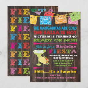 Rustic Mexican Fiesta Birthday Party Invitation Kaart