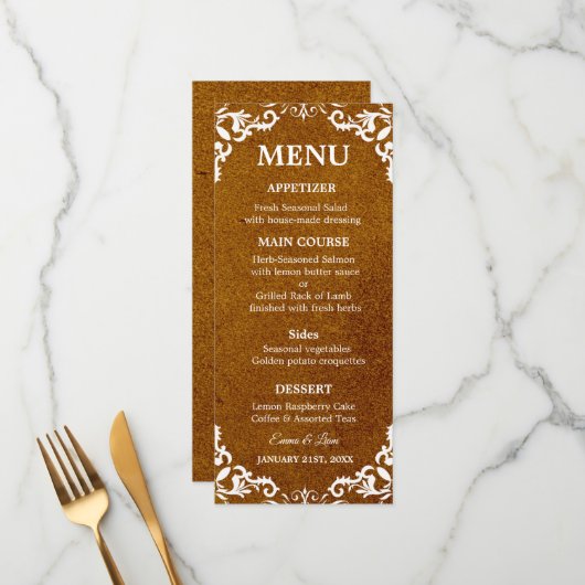 Rustic Mexican Wedding Menu Card (Devant/Arrière en situation)