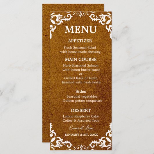 Rustic Mexican Wedding Menu Card (Devant / Derrière)