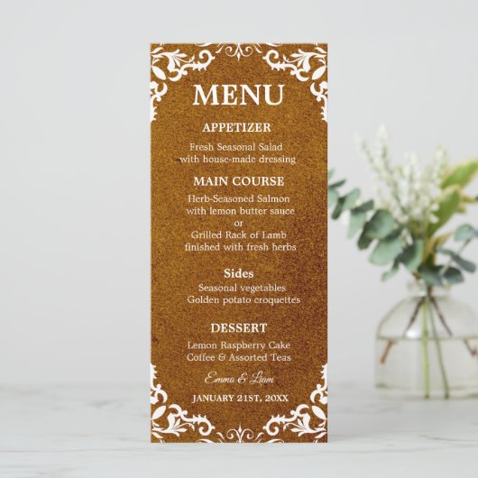 Rustic Mexican Wedding Menu Card (Debout devant)