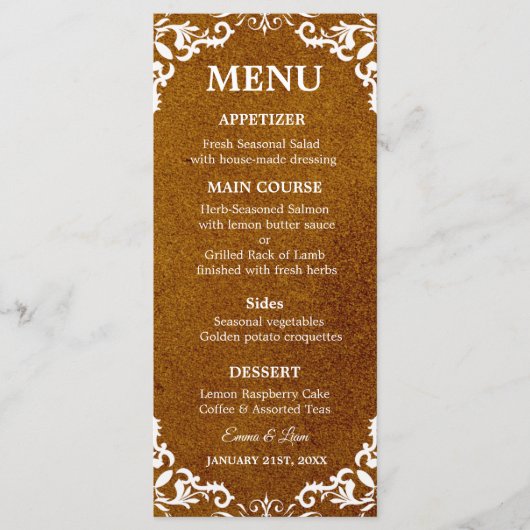 Rustic Mexican Wedding Menu Card (Devant)