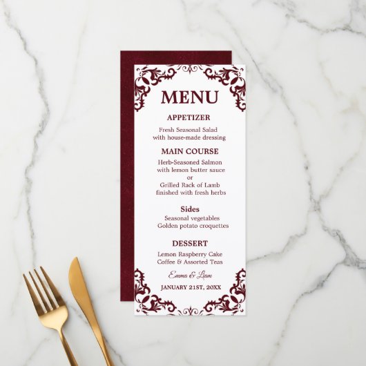 Rustic Mexican Wedding Menu Card (Devant/Arrière en situation)