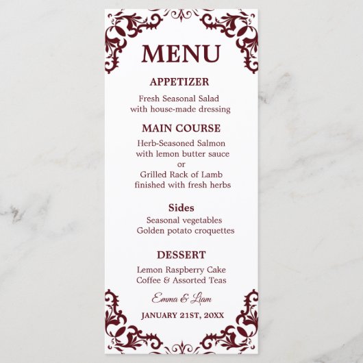 Rustic Mexican Wedding Menu Card (Devant)
