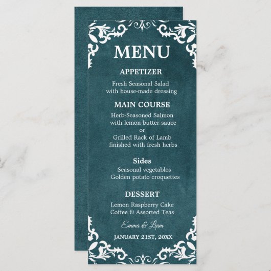 Rustic Mexican Wedding Menu Card (Devant / Derrière)