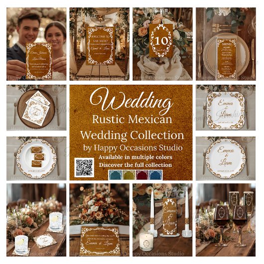 Rustic Mexican Wedding Menu Card