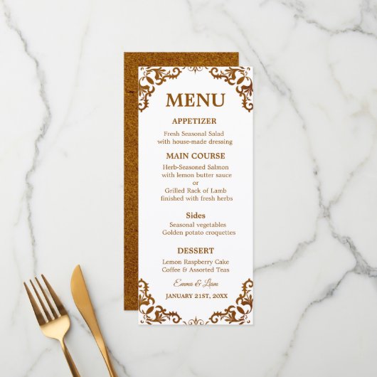 Rustic Mexican Wedding Menu Card (Devant/Arrière en situation)