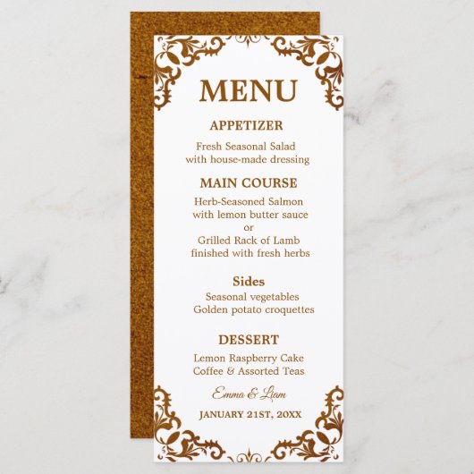 Rustic Mexican Wedding Menu Card (Devant / Derrière)
