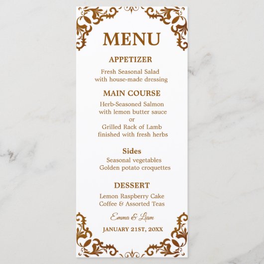 Rustic Mexican Wedding Menu Card (Devant)