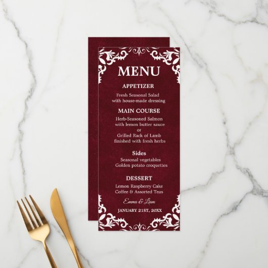 Rustic Mexican Wedding Menu Card (Devant/Arrière en situation)