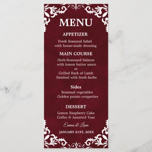 Rustic Mexican Wedding Menu Card (Devant)