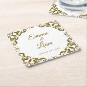 Rustic Mexican Wedding Paper Coasters Vierkante Kartonnen Onderzetter (Schuin)