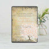 Rustic Millennium roze Heart Leaf Tree Wedding Kaart (Staand voorkant)