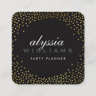 RUSTIC MINI CONFETTI schattige luxe gouden folie z Vierkante Visitekaartje