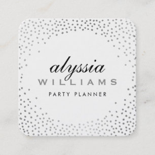 RUSTIC MINI CONFETTI schattige luxe halo zilveren  Vierkante Visitekaartje