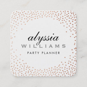 RUSTIC MINI CONFETTI schattige luxe koperen folie Vierkante Visitekaartje
