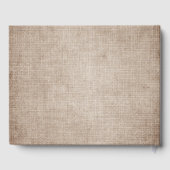 Rustic Minimal Brown Burlap Linen Wedding Gastenboek (Achterkant)
