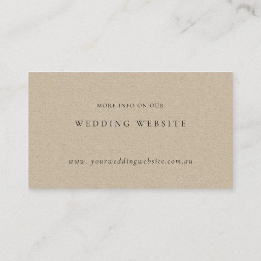 Rustic Minimal Olive Branch Fauna Wedding Website Visitekaartje (Achterkant)