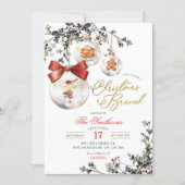 Rustic Minimalist Baubles Christmas Brunch Kaart (Voorkant)