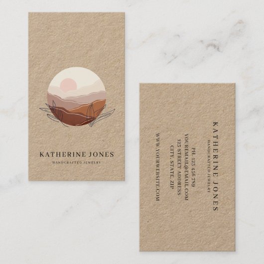 Rustic Minimalist Boho Kraft Visitekaartje (Voorkant / Achterkant)