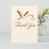 Rustic Minimalist Stork Baby shower Kaart (Staand voorkant)