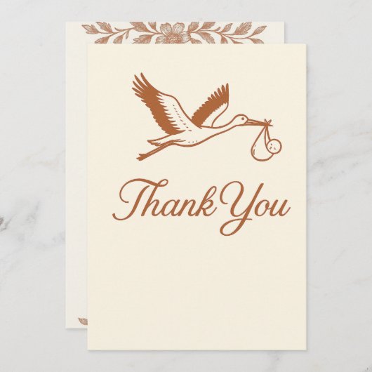 Rustic Minimalist Stork Baby shower Kaart (Voorkant / Achterkant)