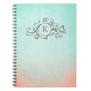Rustic Mint en Peach Bohemian Flourish Notitieboek