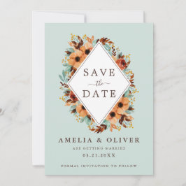 Rustic Mint Green Waterverf Floral Save The Date