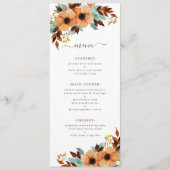 Rustic Mint Green Waterverf Floral Wedding Menu (Voorkant)