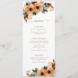 Rustic Mint Green Waterverf Floral Wedding Menu