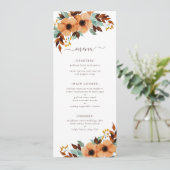 Rustic Mint Green Waterverf Floral Wedding Menu (Staand voorkant)