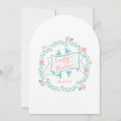 Rustic Mint Peach Coral Floral Garland Kaart (Achterkant)