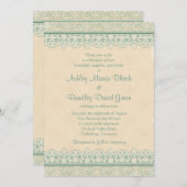 Rustic Mint Sage Ivory Lace Parchment Wedding Kaart (Voorkant / Achterkant)