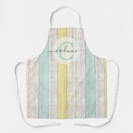 Rustic Mint & Yellow Boho Geo Modern, gepersonalis Schort