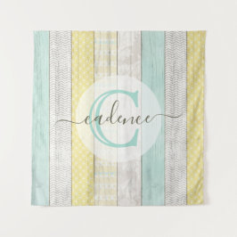Rustic Mint & Yellow Boho Geo Modern, gepersonalis Wandkleed