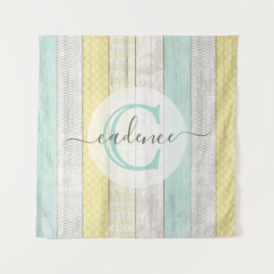 Rustic Mint & Yellow Boho Geo Modern, gepersonalis Wandkleed