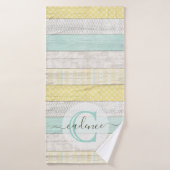 Rustic Mint & Yellow Boho Geo Modern Personalized Badhanddoek (Badhanddoek)