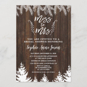 Rustic Miss to Mrs Wood Pine Trees Vrijgezellenfee Kaart