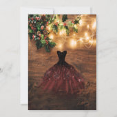 Rustic Mistletoe Lights, Burgundy Dress Sweet 16 Kaart (Achterkant)