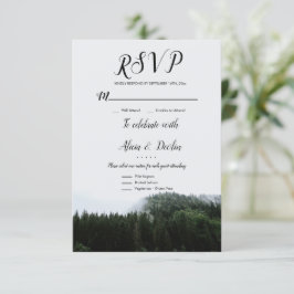 Rustic Misty Foggy Pine Trees Rain Forest Rsvp Kaartje