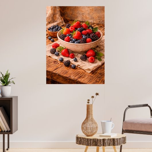 Rustic Mixed Berries Still Life a Cozy Food Poster (Woonkamer 3)