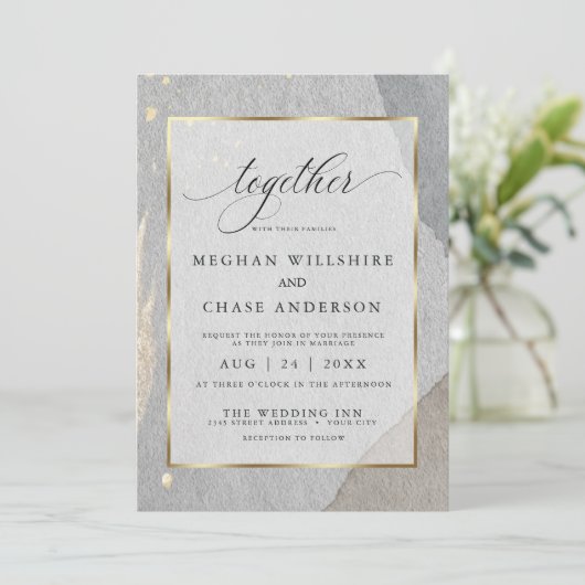 Rustic Modern Abstracte grijze Waterverf Kaart (Staand voorkant)