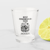 Rustic Modern Bergen Aangepaste Bruidsjonker Shot Glas (Voorkant)