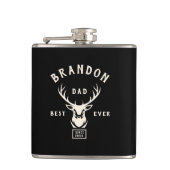 Rustic Modern BEST DAD EVER Aangepaste naam Deer B Heupfles (Voorkant)