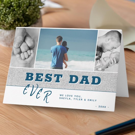 Rustic Modern Best Father Day Photo Collage Kaart