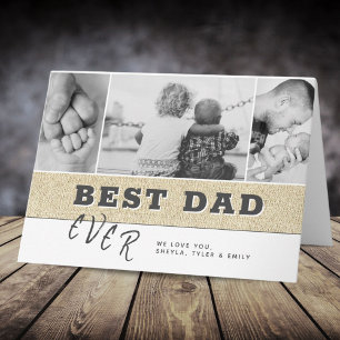 Rustic Modern Beste Papa Vaderdag Fotocollage Kaart