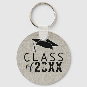 Rustic Modern Black Typografie Class of Afstuderen Sleutelhanger